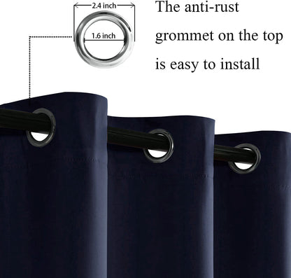 Blackout Curtains with Tiebacks - Thermal Insulated, Light Blocking and Noise Reducing Grommet Curtain Drapes for Bedroom and Living Room, Set of 2 Panels,