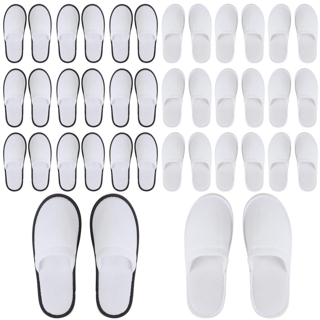 INtex HOME Closed Toe Disposable Slippers - Comfortable and Lightweight Guest Slippers for Hotels Spas and Home - for Men and Women 2 Pairs - White, One Size