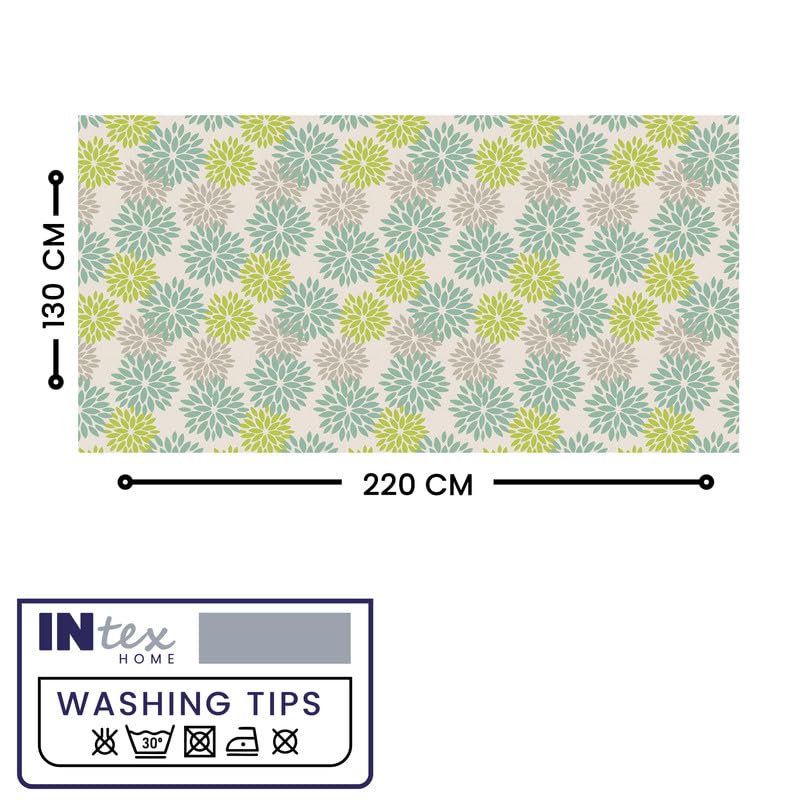 INTEX HOME Linen Velvet Floral Tablecloth, Textured Fabric for Elegant Dining, Special Occasions and Home Decor, Ultra-Soft, Wrinkle-Resistant, Spill-Proof, 130 x 190 cm, Black and Grey