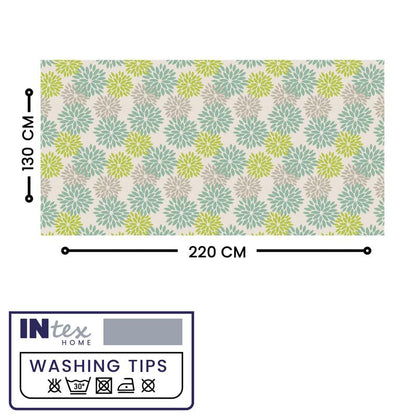 INTEX HOME Linen Velvet Floral Tablecloth, Textured Fabric for Elegant Dining, Special Occasions and Home Decor, Ultra-Soft, Wrinkle-Resistant, Spill-Proof, 130 x 190 cm, Black and Grey