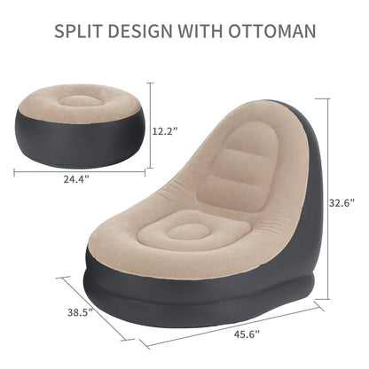 EchoSmile Inflatable Leisure Sofa, Family Inflatable Lazy Sofa, Folding Lounger Sofa with Inflatable Foot Cushion