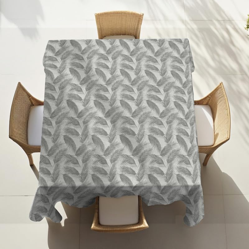 INTEX HOME Linen Velvet Table Cloth, Bella Leaf Pattern, Premium Soft Fabric, 130W×130L CM, Turquoise, Elegant Dining and Living Room Decor, Durable Protection for Daily Use and Special Occasions