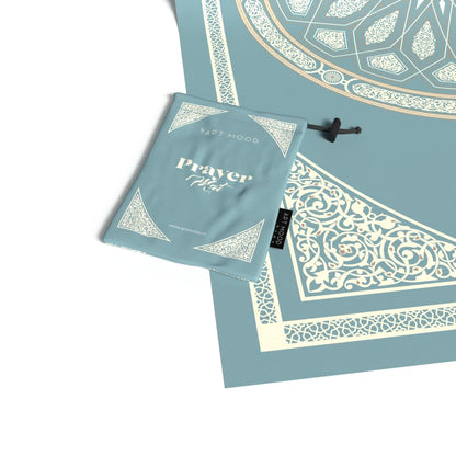 Al-Qubba Portable Prayer Mat, a Waterproof and Lightweight Travel Rug that folds to a Compact Pocket Size, Blue, a Perfect Janamaz for Muslim Prayer (Salah) anywhere, indoors or outdoors