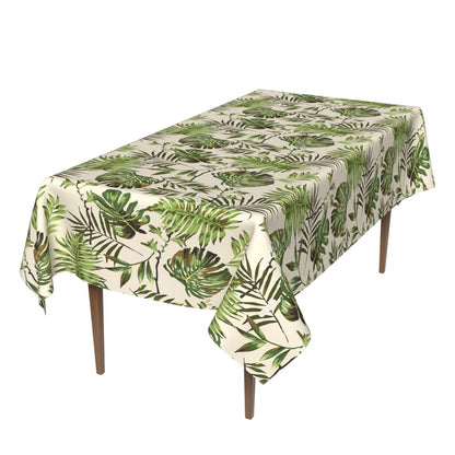 Troleaf Waterproof Tablecloth, a Multicolor 140x300 cm Rectangular Table Cover of Spillproof Polyester with a Tropical Leaf Design, a Vibrant Protector for Summer Parties and Patios