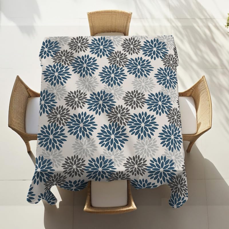 INTEX HOME Linen Velvet Floral Tablecloth, Textured Fabric for Elegant Dining, Special Occasions and Home Decor, Ultra-Soft, Wrinkle-Resistant, Spill-Proof, 130 x 190 cm, Black and Grey