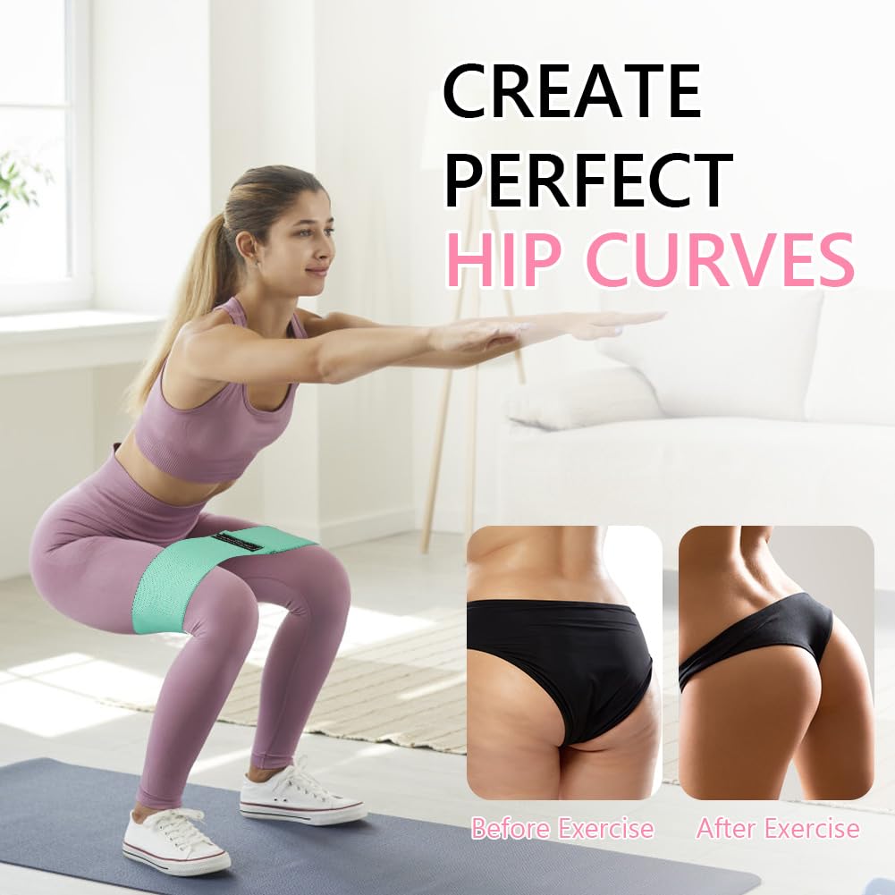 flintronic Fabric Resistance Bands, Exercise Bands Set of 3, Non-Slip Booty Bands with 3 Resistance Levels, Workout Fitness Bands for Hips & Glute, Women/Men/Beginners/Yoga, Strength Training