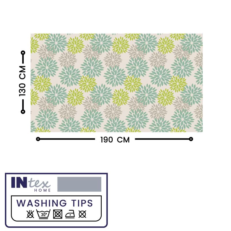 INTEX HOME Linen Velvet Floral Tablecloth, Textured Fabric for Elegant Dining, Special Occasions and Home Decor, Ultra-Soft, Wrinkle-Resistant, Spill-Proof, 130 x 190 cm, Black and Grey