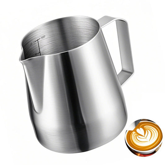 Worbic Milk Frothing Pitcher 12oz/350ml, Stainless Steel Milk Jug for Making Latte Art and Coffee Cappuccino,Latte Art Barista Steaming Pitcher Milk Frother Jug with Scale