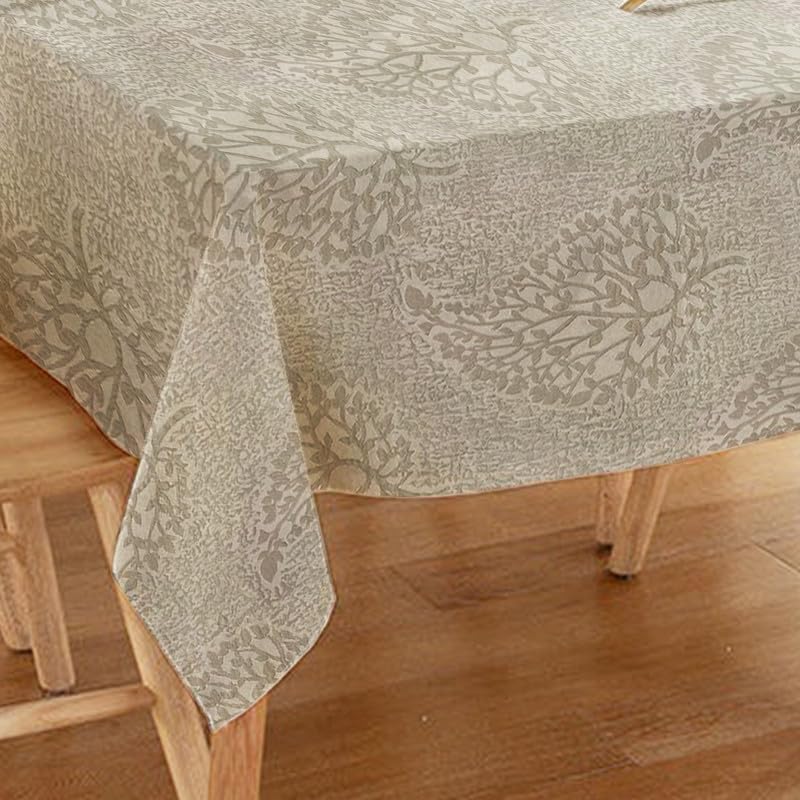INtex Home Linen Rectangle Tablecloth, DAS Printed Design for Reception Living Room and Kitchen Tables, Elegant Dining and Daily Home Décor Use, 1 Pc - 200 x 250 cm - Off White