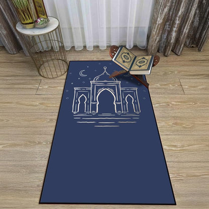 INtex Home Prayer Rug, Luxury Velvet Fabric with Digital Print, Soft Comfortable Islamic Mat for Daily Prayers, Elegant Lightweight Foldable for Mosque or Home Use - Modern Design