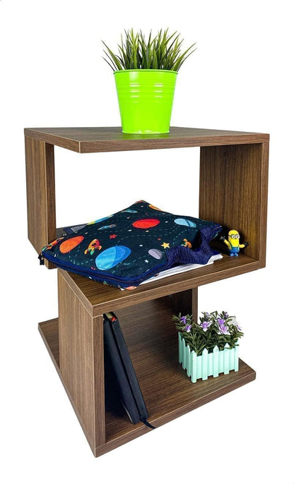 Bed Side Table in Brown, Simple Nightstand with Storage, Compact End Table for Bedroom, minimalist Bedside Cabinet with ClassicWood Finish, FunctionaLFurniture