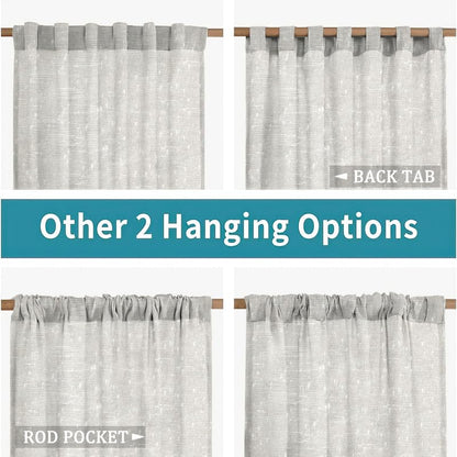 INTEX HOME Elegant Linen Curtain Panel, Semi-Transparent Air Filtering Fabric with Two Hanging Options, Soft Light Filtering Window Cover, Lightweight 1 Piece - Off-White - 400 W x 230 L