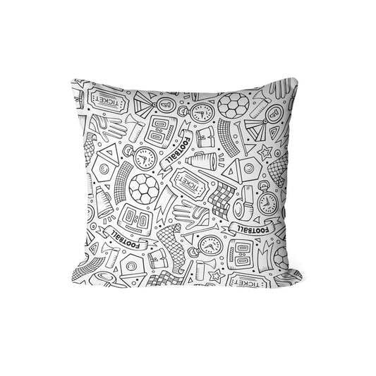 Canvas Football Junior Cushion Cover in Black & White, a durable decorative pillow for kids who love sports, 40x40 cm, the perfect accessory for a young athlete's bedroom or game room