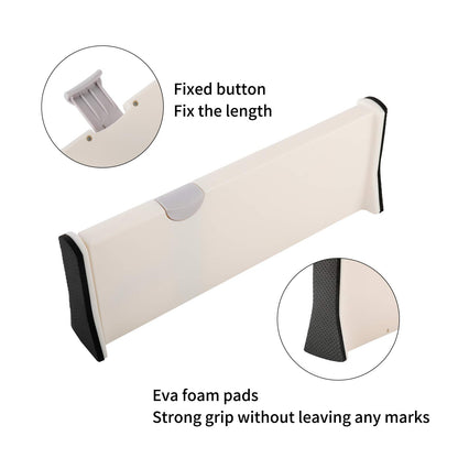 RealPlus 5pcs Adjustable Drawer Dividers Organizer Separators Expandable from 11-17", Plastic Dresser Organizer for Kitchen Bedroom Bathroom Office Desk Closet Clothing