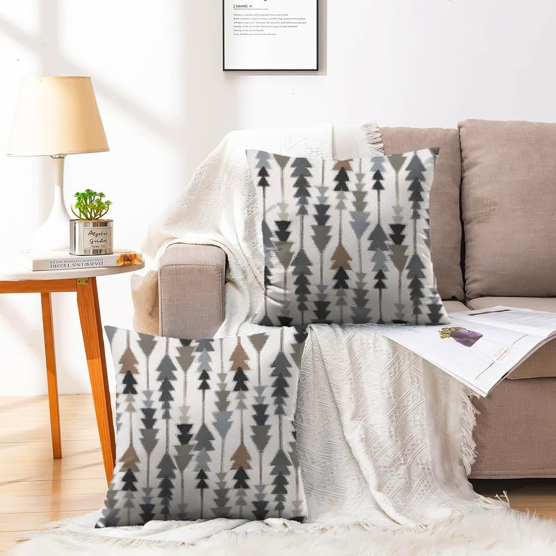 INTEX HOME Sofia Elegance 3-Piece Set – Linen Velvet Table Runner 45x135 cm - 2 Cushion Covers 40X40 cm – Elegant Home Décor for Dining Table & Living Room – Grey