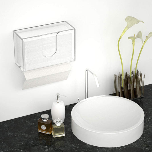 Paper Towel Dispenser Wall Mounted, Acrylic Hand Towel Holder for Folded Towels, Perfect for Kitchen, Bathroom, Restaurants, Durable & Easy to Use