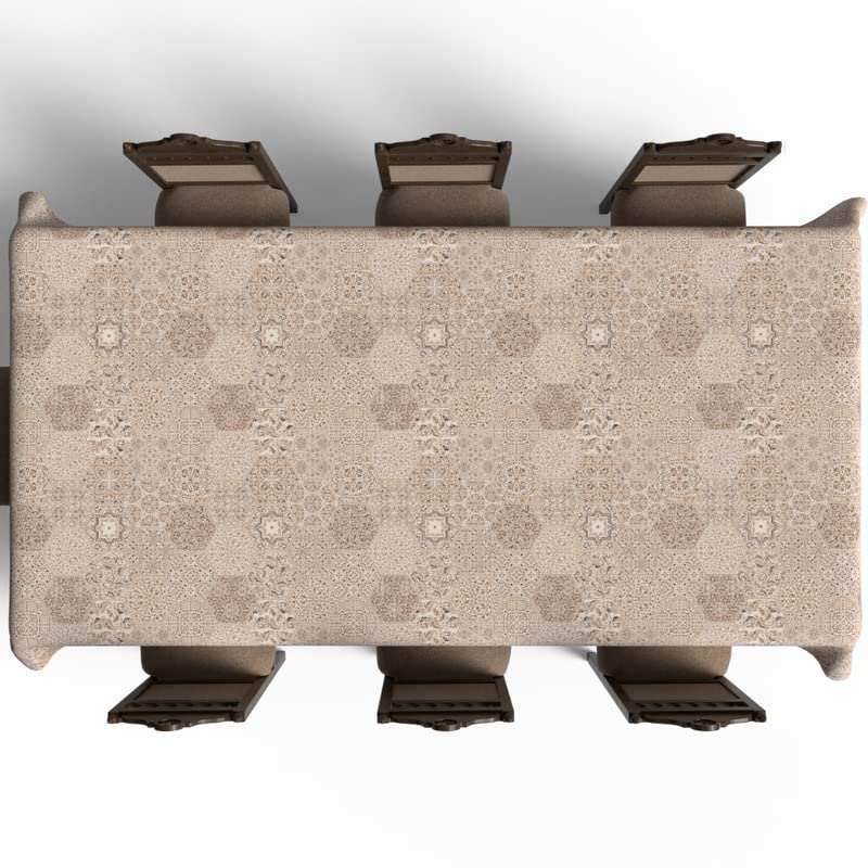Islamic Unique Dano Waterproof Tablecloth, a Spillproof Rectangular Table Cover for Large Dining Tables, 140x300 cm, Multicolor, a Stain-Resistant Protector for Parties and Festive Gatherings