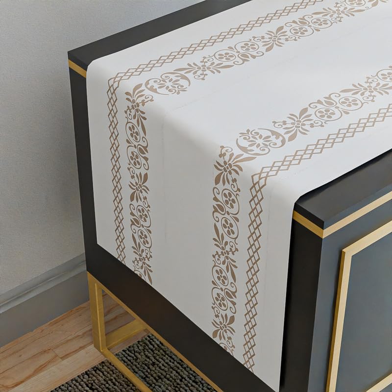 Terra Cotton-Like Table Runner, a Decorative Centerpiece in White & Beige, 35x140 cm, with a Subtle and Earthy Design for a Calm, Minimalist, or Modern Dining Table Decor