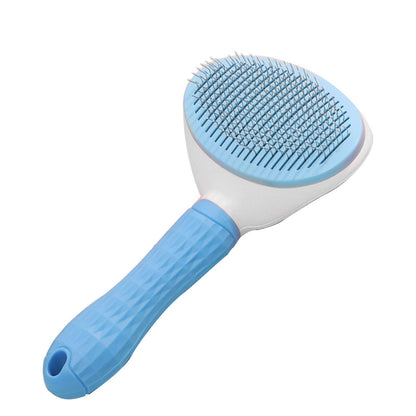 claws & tails Soft Slicker Cat Brush Dog Brush, with Self Cleaning Function, Pet Grooming Comb Gently Removes Long and Loose Undercoat Blue (Assorted Colors)