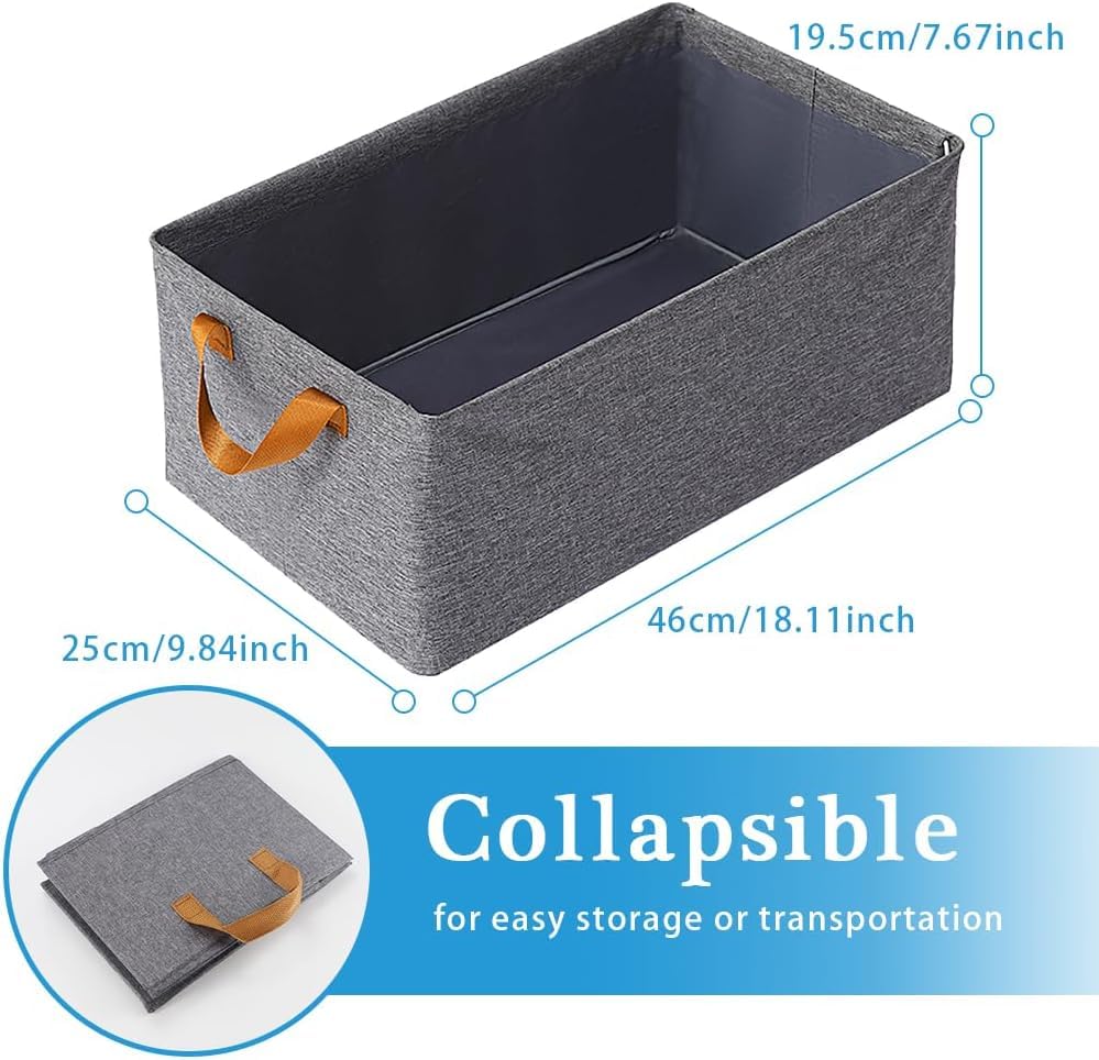 Fabric Multifunctional Large Foldable Linen Closet Organizers With Sturdy Handles Especially Made For Wardrobe Organization Set Of 3 Pieces - Grey
