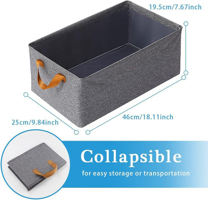 Fabric Multifunctional Large Foldable Linen Closet Organizers With Sturdy Handles Especially Made For Wardrobe Organization Set Of 3 Pieces - Grey