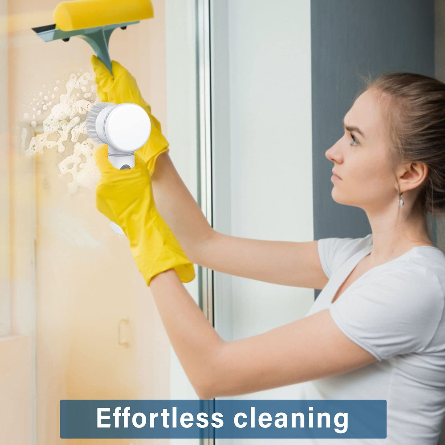 Electric Spin Scruer, Household Cleaning Tool Electric Cleaning Brush with 3 Replaceable Cleaning Brush Heads, Electric Rotary Scruer Suitable for Bathroom Wall Tiles Floor Bathtub Kitchen