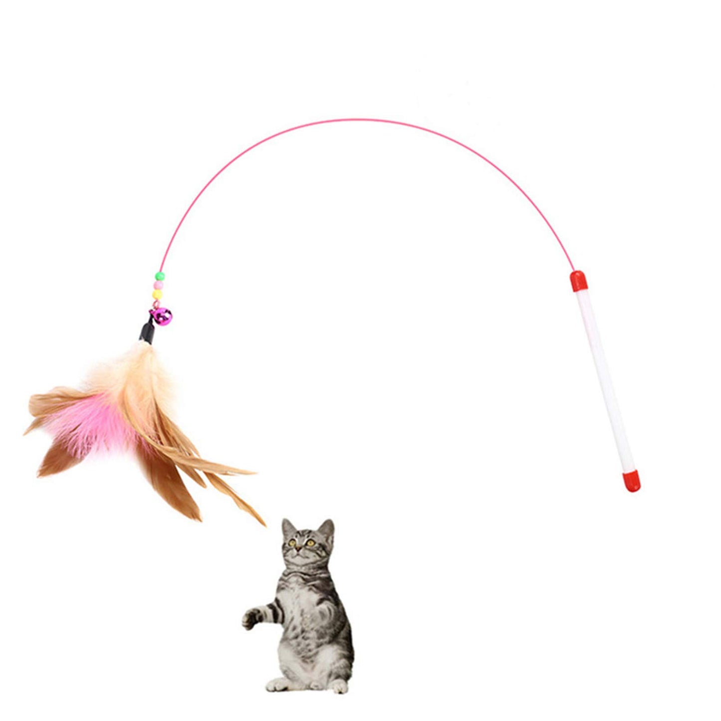 Blnboimrun 2PCS Pet Teaser Cat Toy Steel Wire Feather Interactive Cat Stick Training Kitten Wand Toys