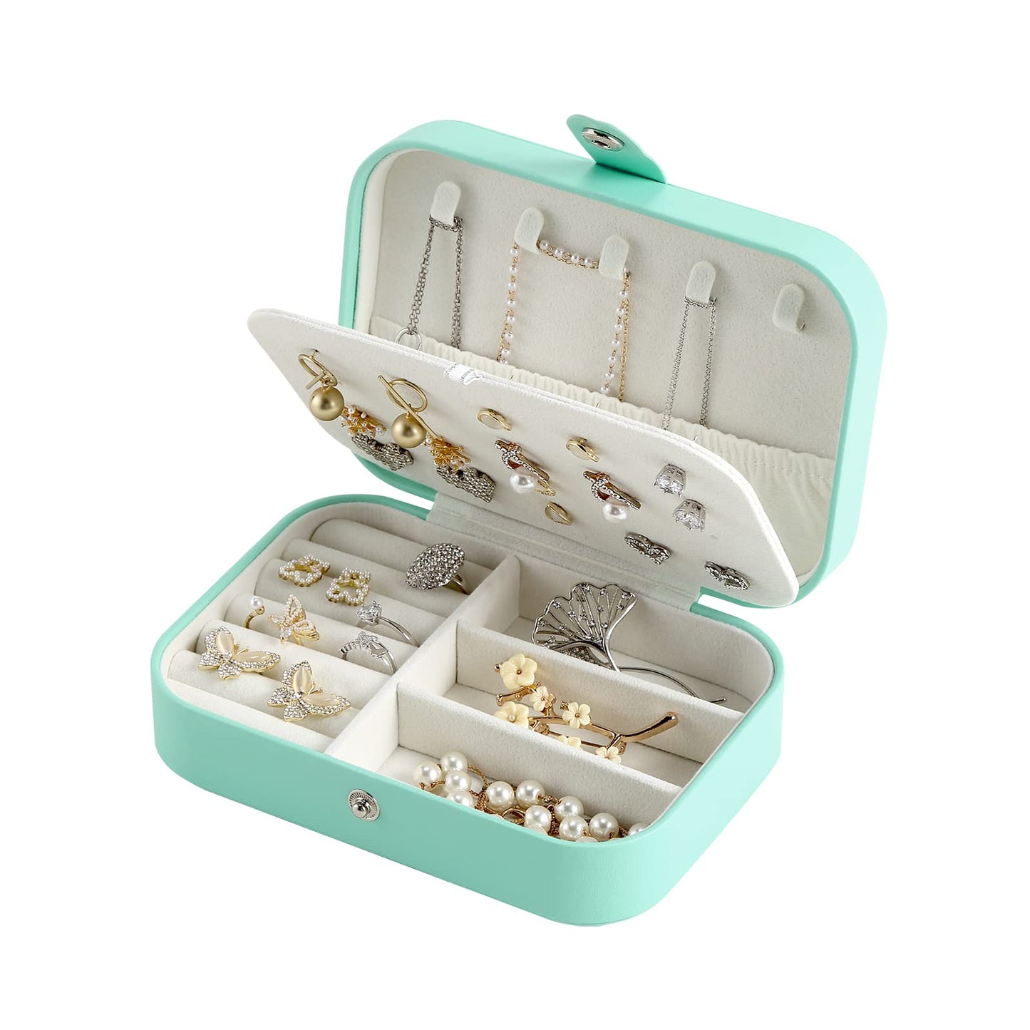 CASEGRACE Small Jewelry Box For Women Travel Jewelry Organizer Double Layer for Necklace Earring Rings Jewelry Holder Case