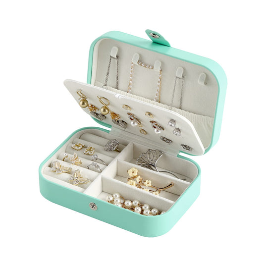 CASEGRACE Small Jewelry Box For Women Travel Jewelry Organizer Double Layer for Necklace Earring Rings Jewelry Holder Case