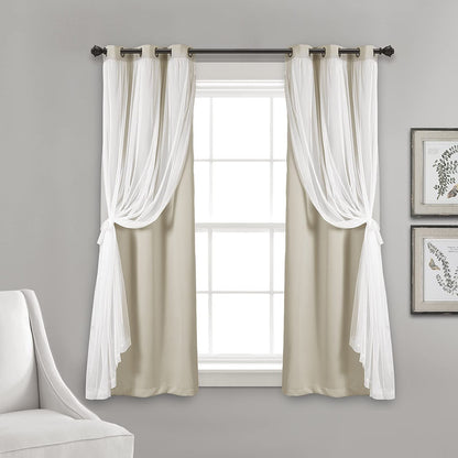 Voile Sheer Panel Pair with Insulated Blackout Room Dark,Rich steel Grommet, Set of 1 Panel