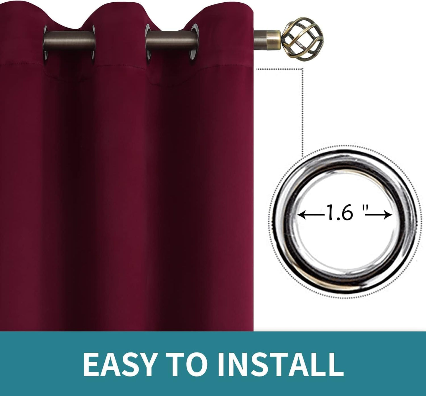 INtex CURTAINS HOUSE Blackout Curtains - Soft Peachy Texture Thermal Insulating Curtains-Silver Steel Grommets Blackout For Living Rooms And Bedrooms - Single Panel 135W X 230L CM Black