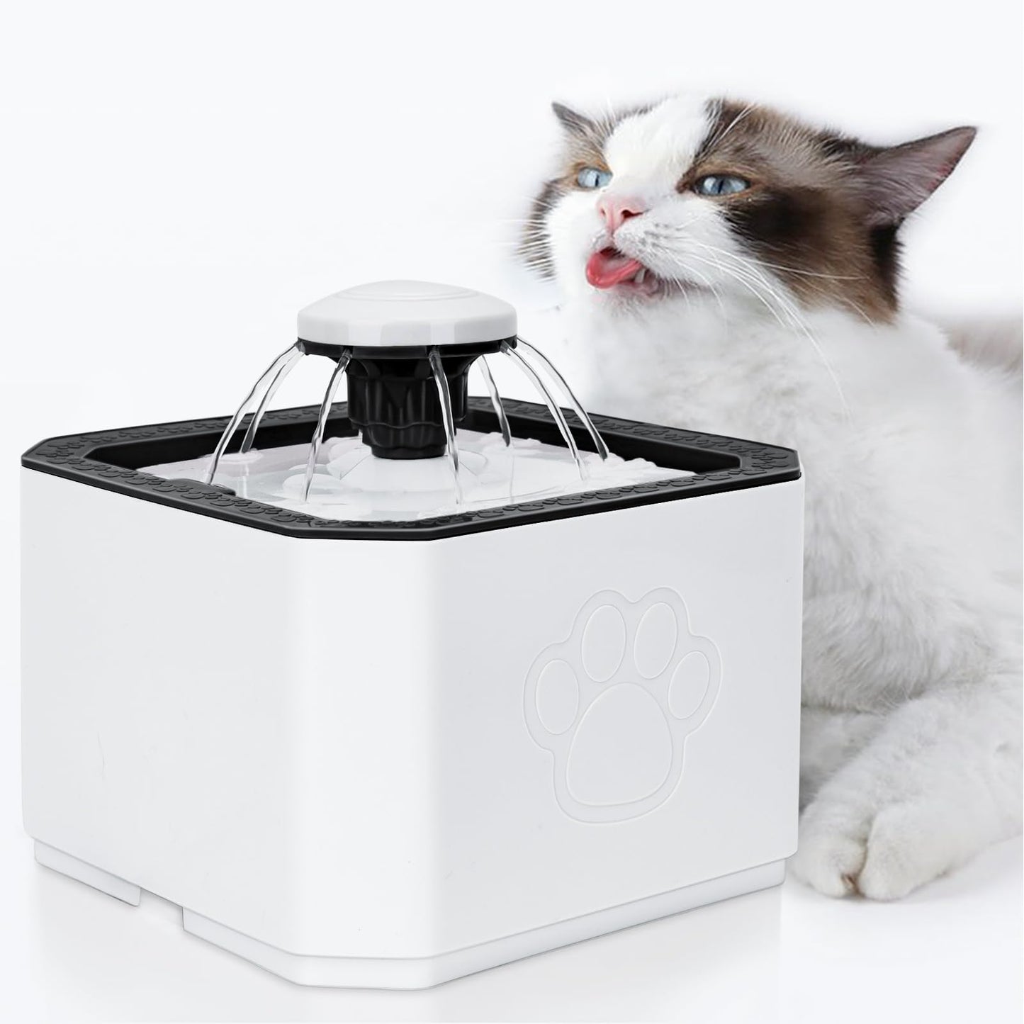 Rarxix Cat Water Fountain 2.5 L, Automatic Cat Water Fountain, Super Silent Water Pump, 3 Water Flow Models, Con 3 Filters