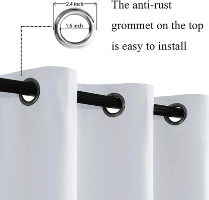 Blackout Curtains with Tiebacks - Thermal Insulated, Light Blocking and Noise Reducing Grommet Curtain Drapes for Bedroom and Living Room, Set of 2 Panels,