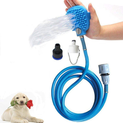 Pet bathing tool, dog shower 2 in 1 functional pet tool sprayer and scrubber indoor/outdoor use