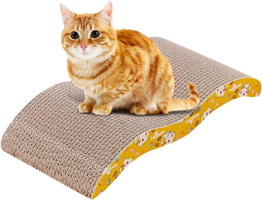 Cat Scratching Board - Reversible Corrugated Cardboard Cat Scratcher Pad with Catnip, Durable Lounge & Couch Protector for Indoor Cats