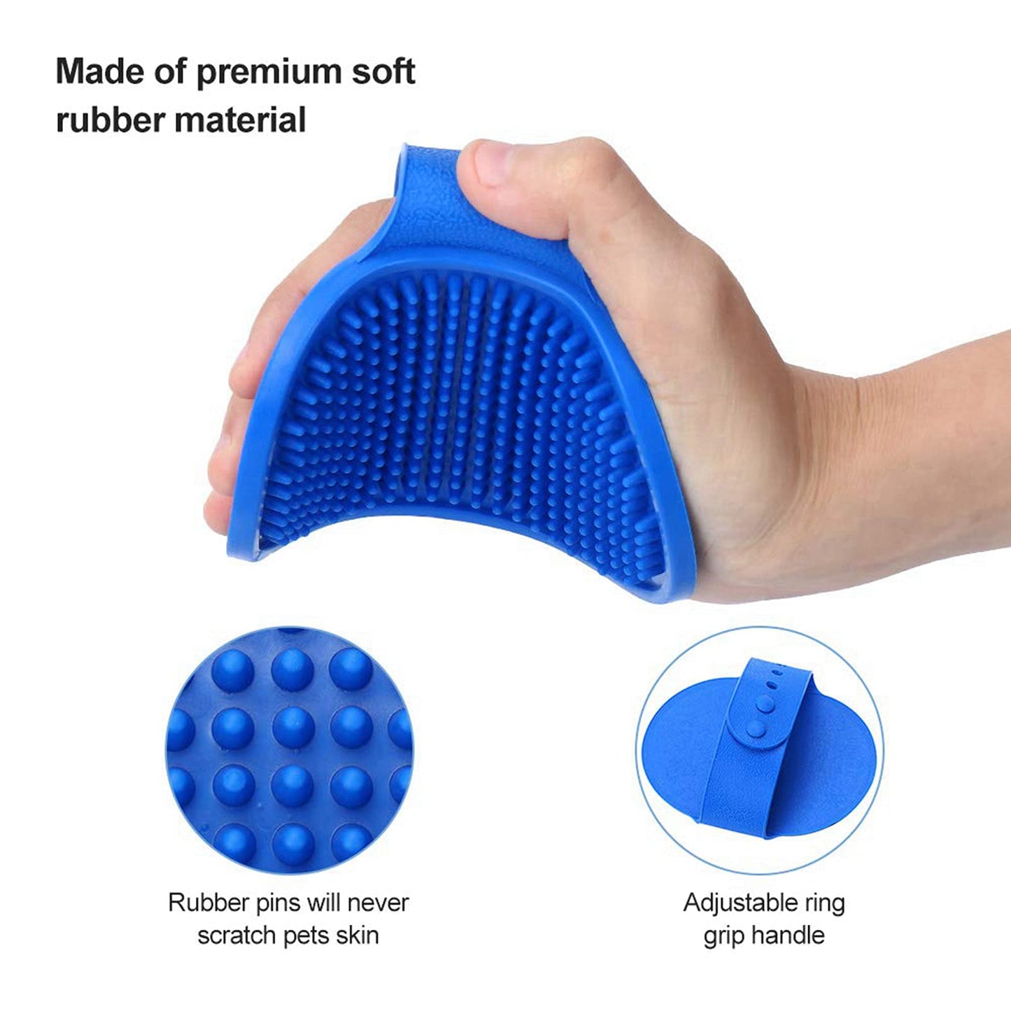Dog Grooming Brush, Pet Shampoo Bath Brush Shower Wash Glove Soft Rubber Soothing Massager with Adjustable Strap Handle for Long Short Haired Dogs Cats Puppy Washing Grooming Cleaning Loose Fur & Dirt