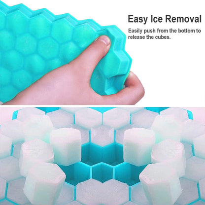 Azyh Ice Cube Trays with Lid, 2 Pack Silicone Ice Cube Trays with Lid-37 Grid, Easy-Release 74 PCS Small Ice Cubes for Iced Coffee Cocktail Whisky Chocolate Soup Food,BPA Free,Durable,Dishwasher Safe