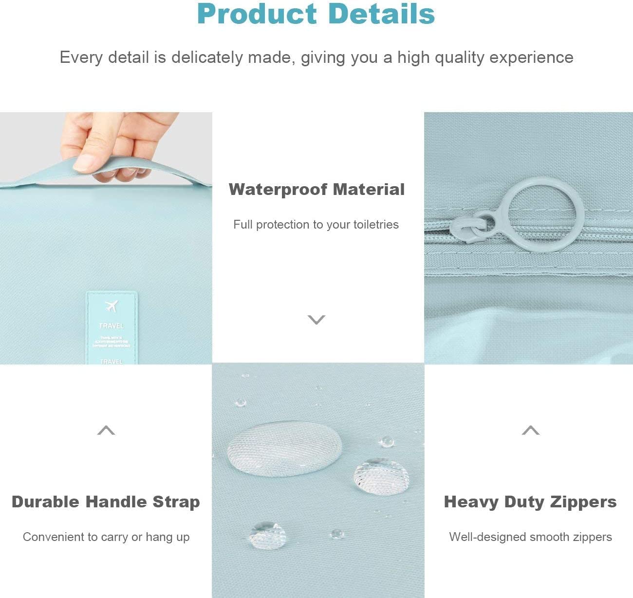 COOLBABY Travel Makeup Cosmetic Bag Shower Bags Hanging Toiletry Bag - Pouch Large Cosmetic Makeup Travel Organizer for Men & Women with Sturdy Hook, Pink, 9.4*3.5*7.8 inches, Portable Toiletry Bag