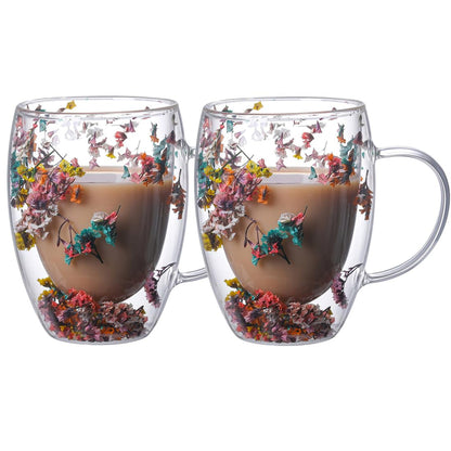 NBHUZEHUA Double Wall Glass Coffee Mugs Set of 2 Espresso Cups for Cappuccino Tea Latte Hot Beverages Insulated Glasses