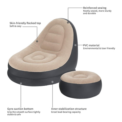 EchoSmile Inflatable Leisure Sofa, Family Inflatable Lazy Sofa, Folding Lounger Sofa with Inflatable Foot Cushion