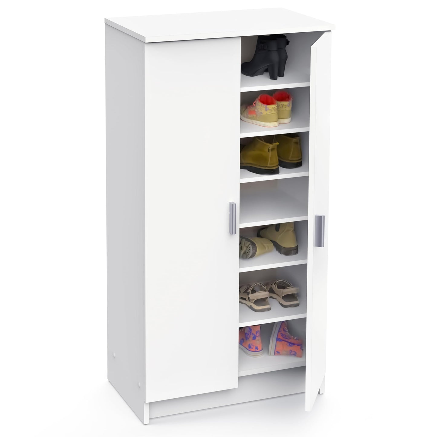Shoe Cabinet and Chest of Drawers, Versatile Wooden Cupboard and Shoe Rack for Hallway or Bedroom Furniture in a Clean White Finish, Multi-Purpose Storage Solution