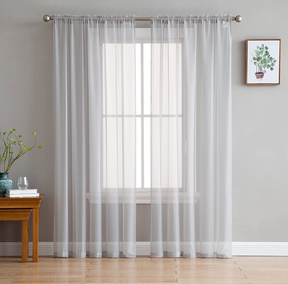 INtex CURTAINS HOUSE Elegant Voile Chiffon Curtains - Rod Pocket Design - Luxury Soft Fabric 1 Panel (300W x 240L CM, Off white)