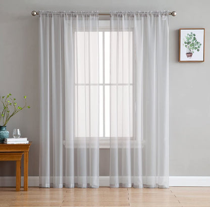 INtex CURTAINS HOUSE Elegant Voile Chiffon Curtains - Rod Pocket Design - Luxury Soft Fabric 1 Panel (300W x 240L CM, Off white)