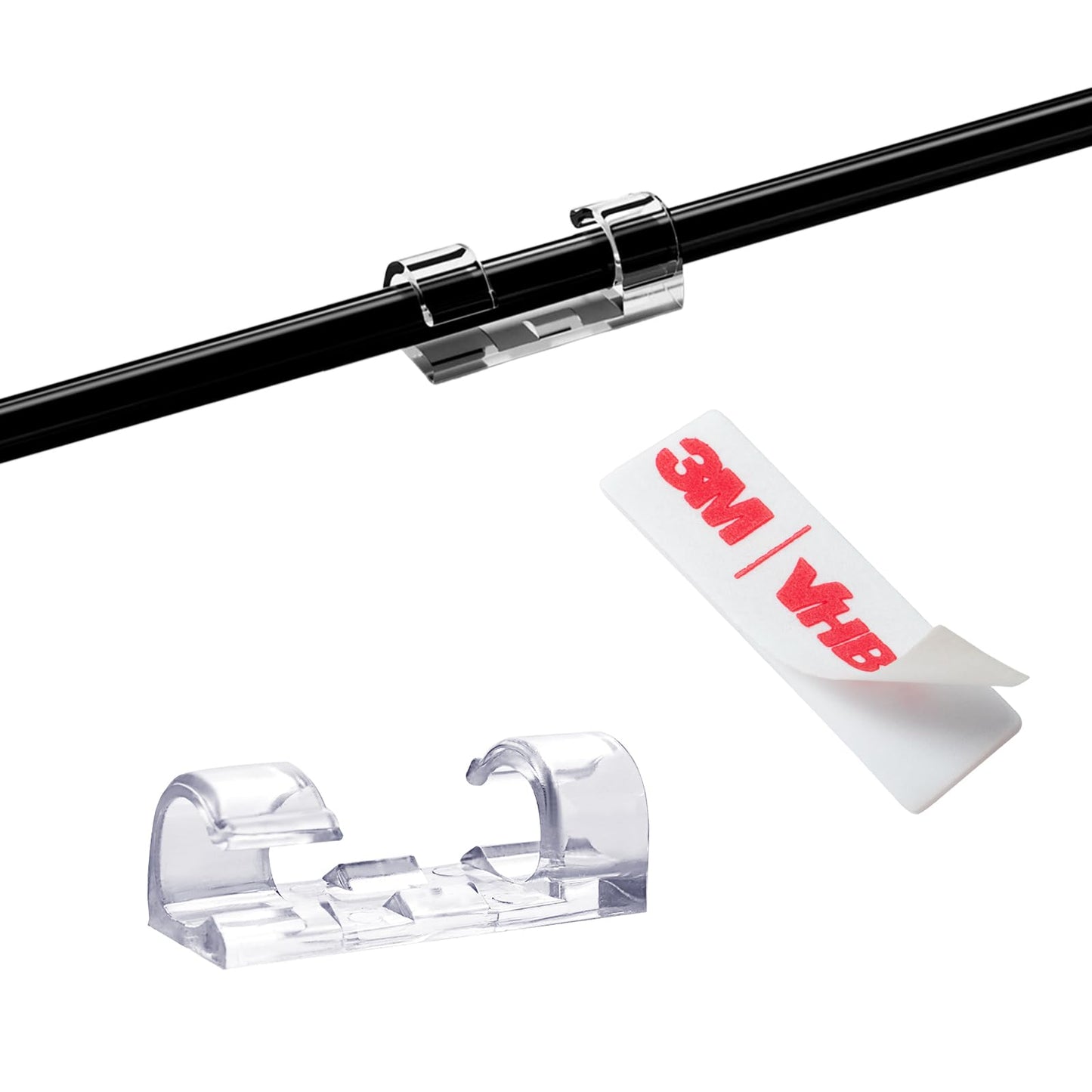 EyeIslet Self-Adhesive Cable Clips Organizer Drop Wire Holder Cord Management, Pack of 20, Transparent