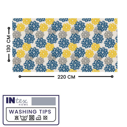 INTEX HOME Linen Velvet Floral Tablecloth, Textured Fabric for Elegant Dining, Special Occasions and Home Decor, Ultra-Soft, Wrinkle-Resistant, Spill-Proof, 130 x 190 cm, Black and Grey