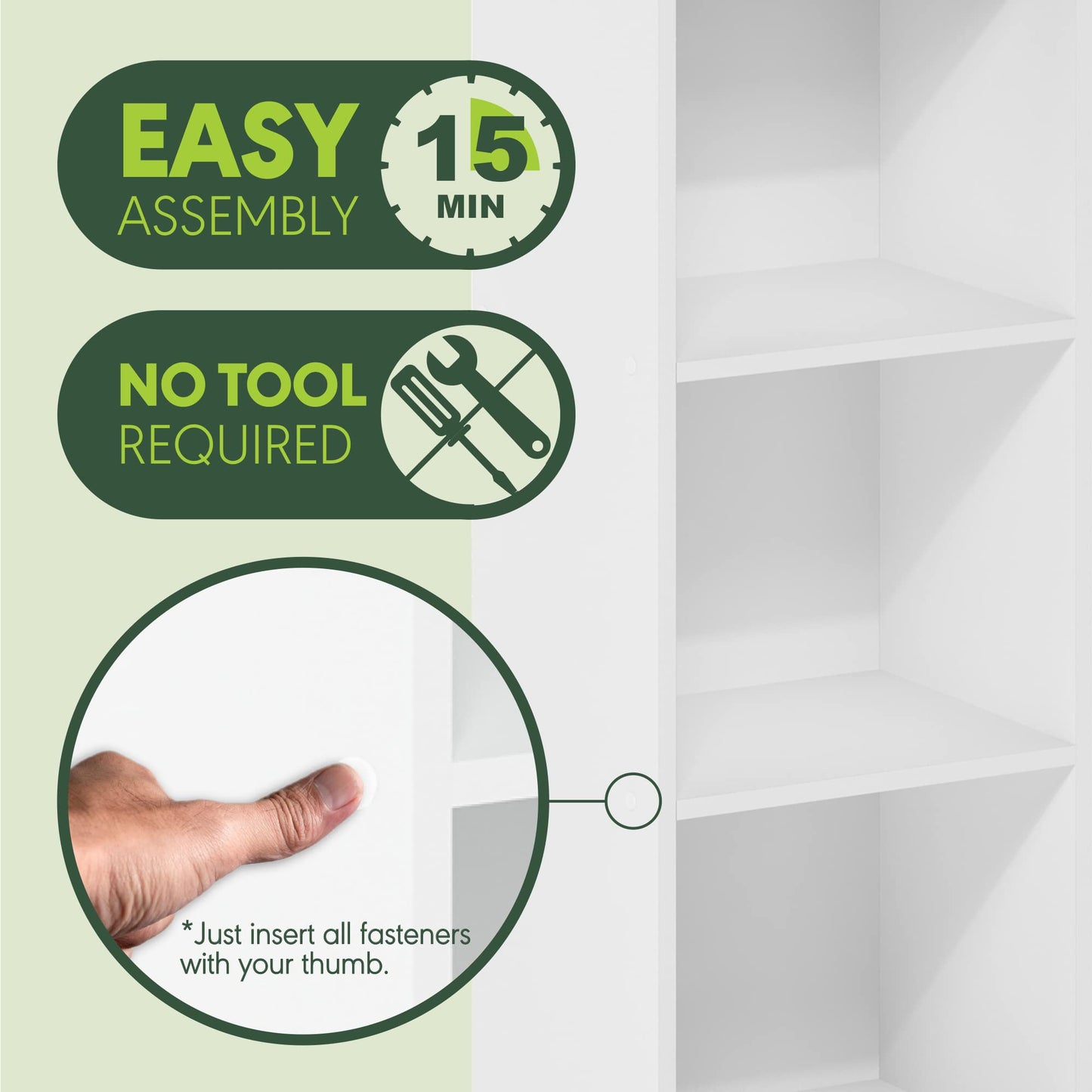 3-Tier No Tool Assembly Open Shelf Bookcase, Modern and Simple Storage Organizer in White, Easy to Assemble Bookshelf for Home, Office, or Dorm Room Use