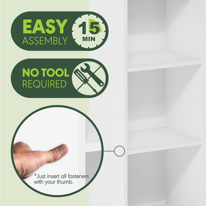 3-Tier No Tool Assembly Open Shelf Bookcase, Modern and Simple Storage Organizer in White, Easy to Assemble Bookshelf for Home, Office, or Dorm Room Use