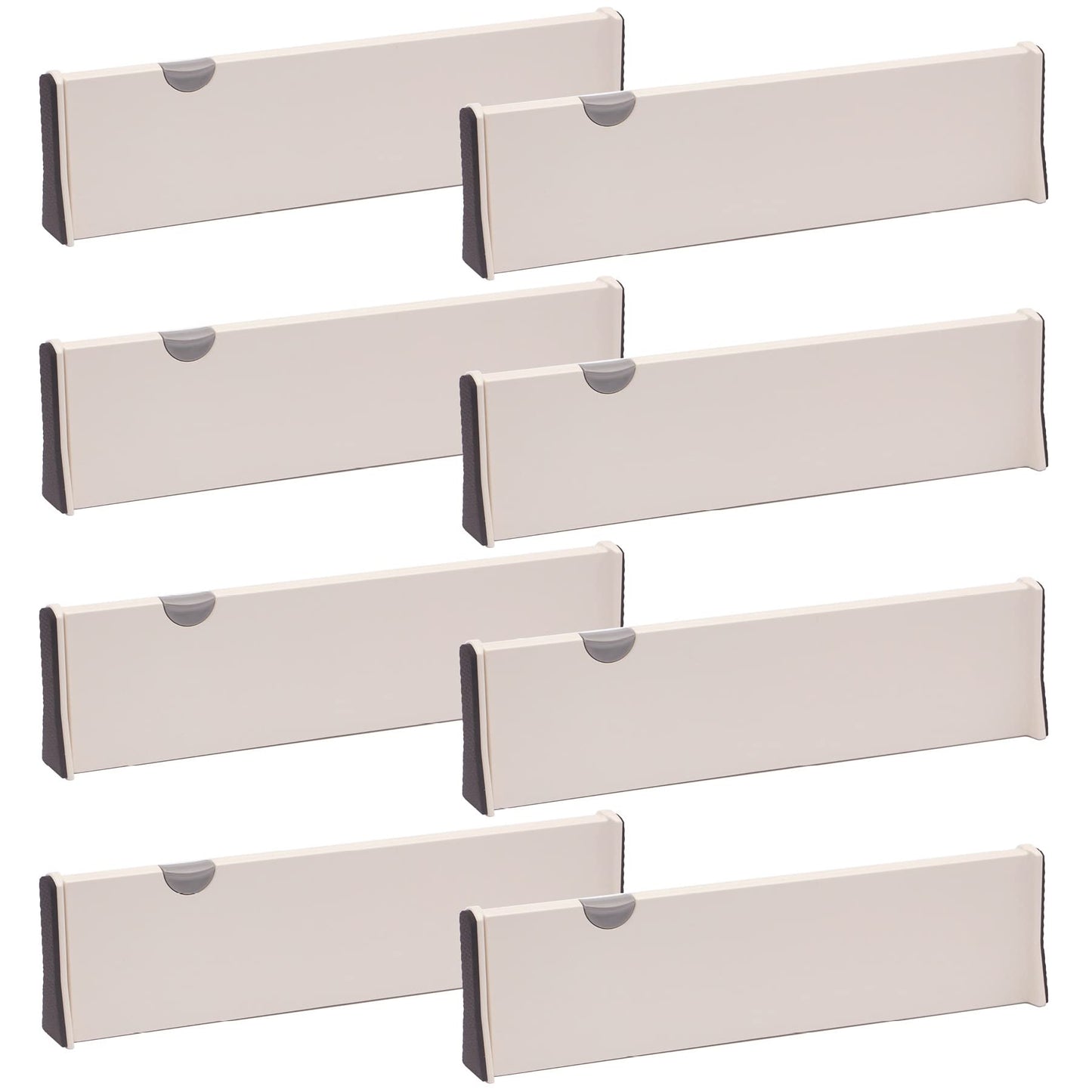 Set of 8 Adjustable 15-21" Dresser Drawer dividers Organizers 4" High Plastic Expandable Drawer Organization Separators for Kitchen Closet Bathroom Clothing Clothes Underwear Office