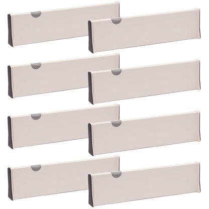 Set of 8 Adjustable 15-21" Dresser Drawer dividers Organizers 4" High Plastic Expandable Drawer Organization Separators for Kitchen Closet Bathroom Clothing Clothes Underwear Office
