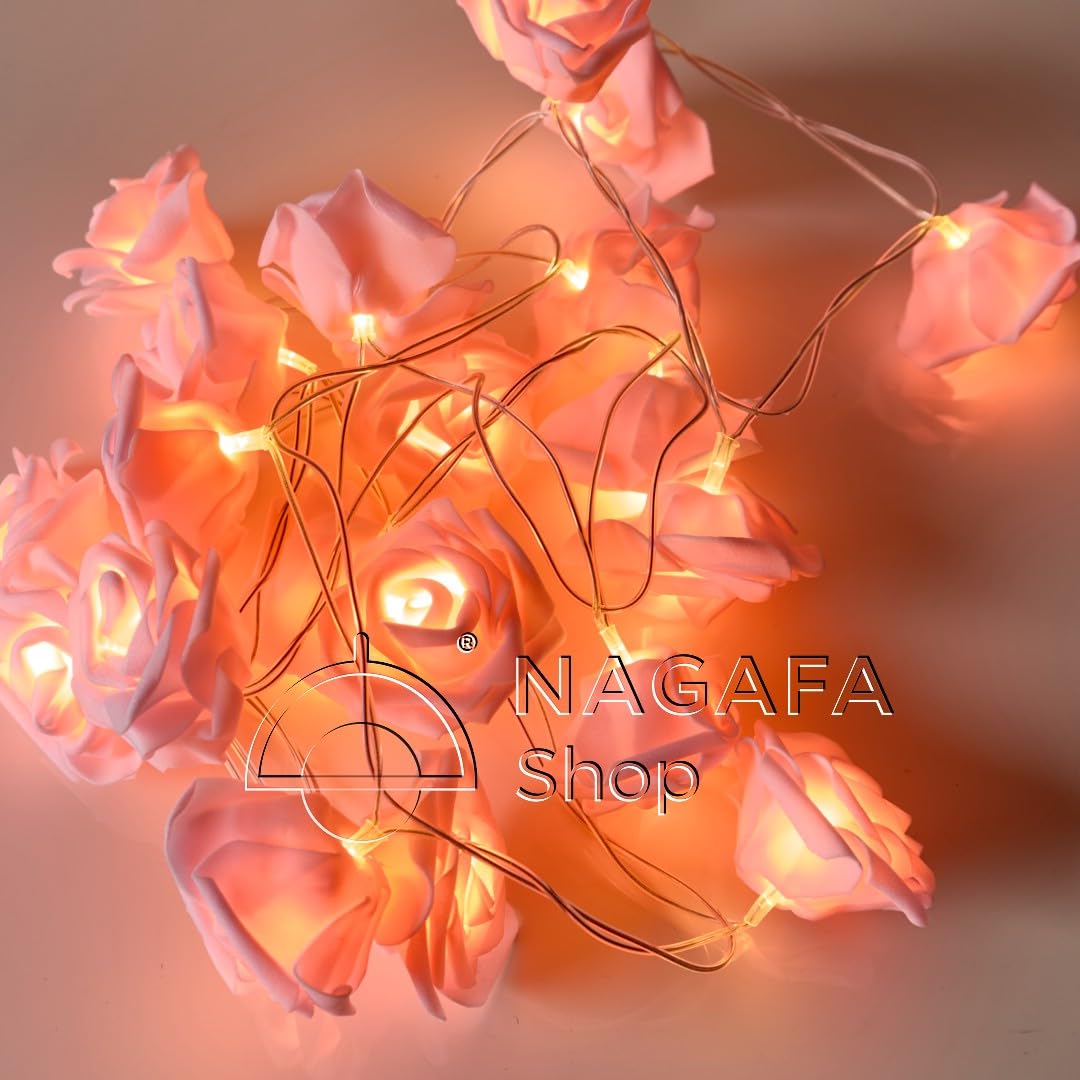 فرع ورد بينك ديكور مضيء(عدد20 لمبه LED) بفيشة – طول 2 متر – إضاءة ورم دافئة